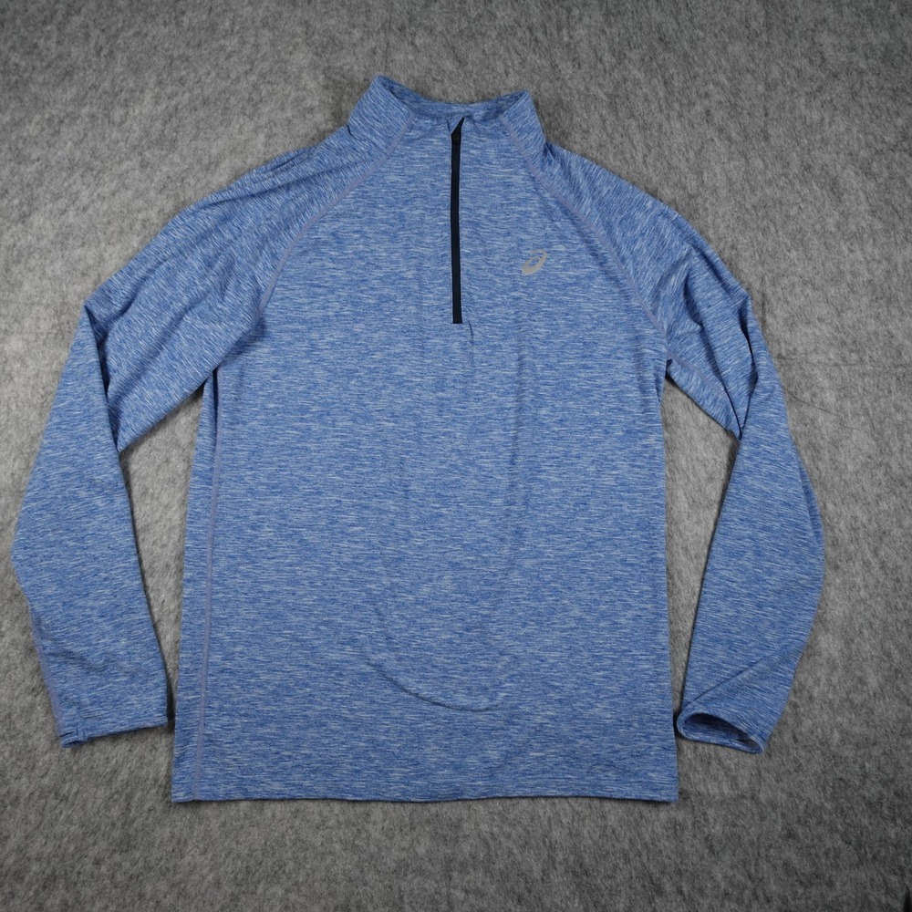 Asics Pullover Mens Medium Blue Heathered 1/2 Zip Train Sana Long Sleeve Running